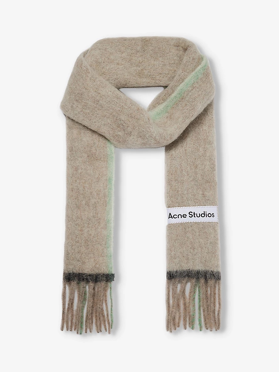 Vally fringed-trim wool-blend scarf - 1