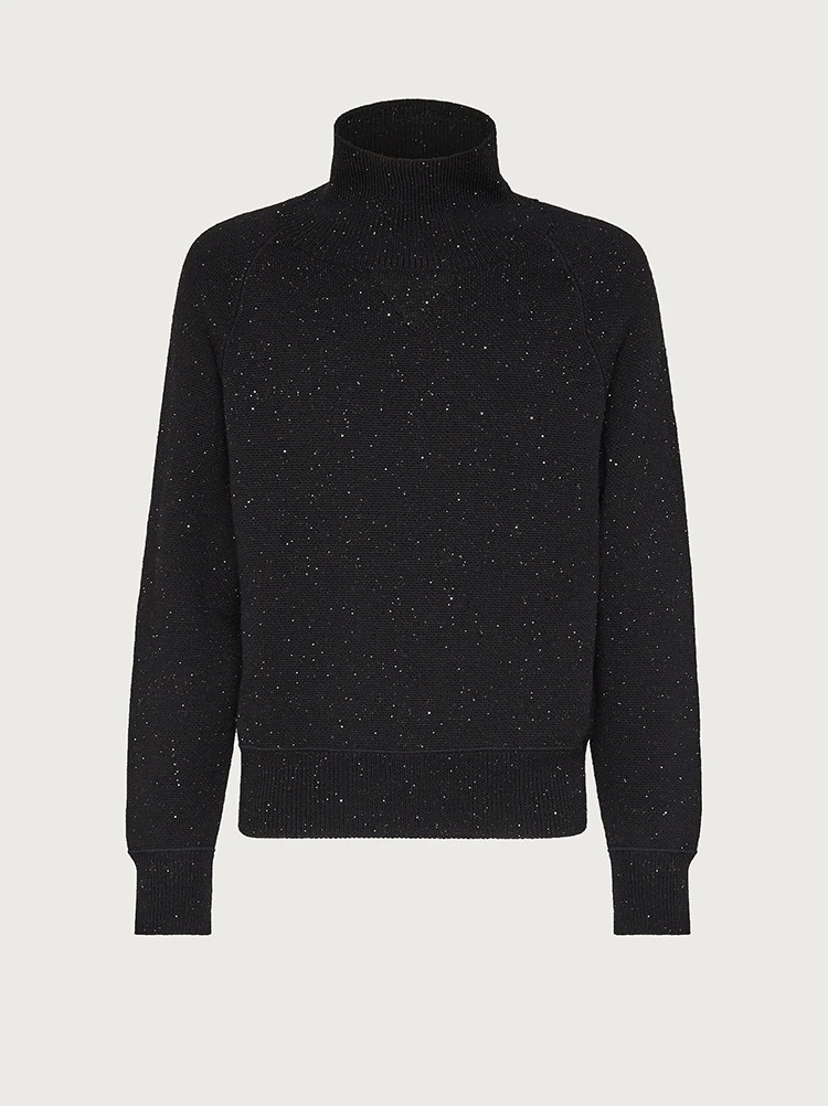 HIGH NECK SWEATER WITH MICRO SEQUINS - 3