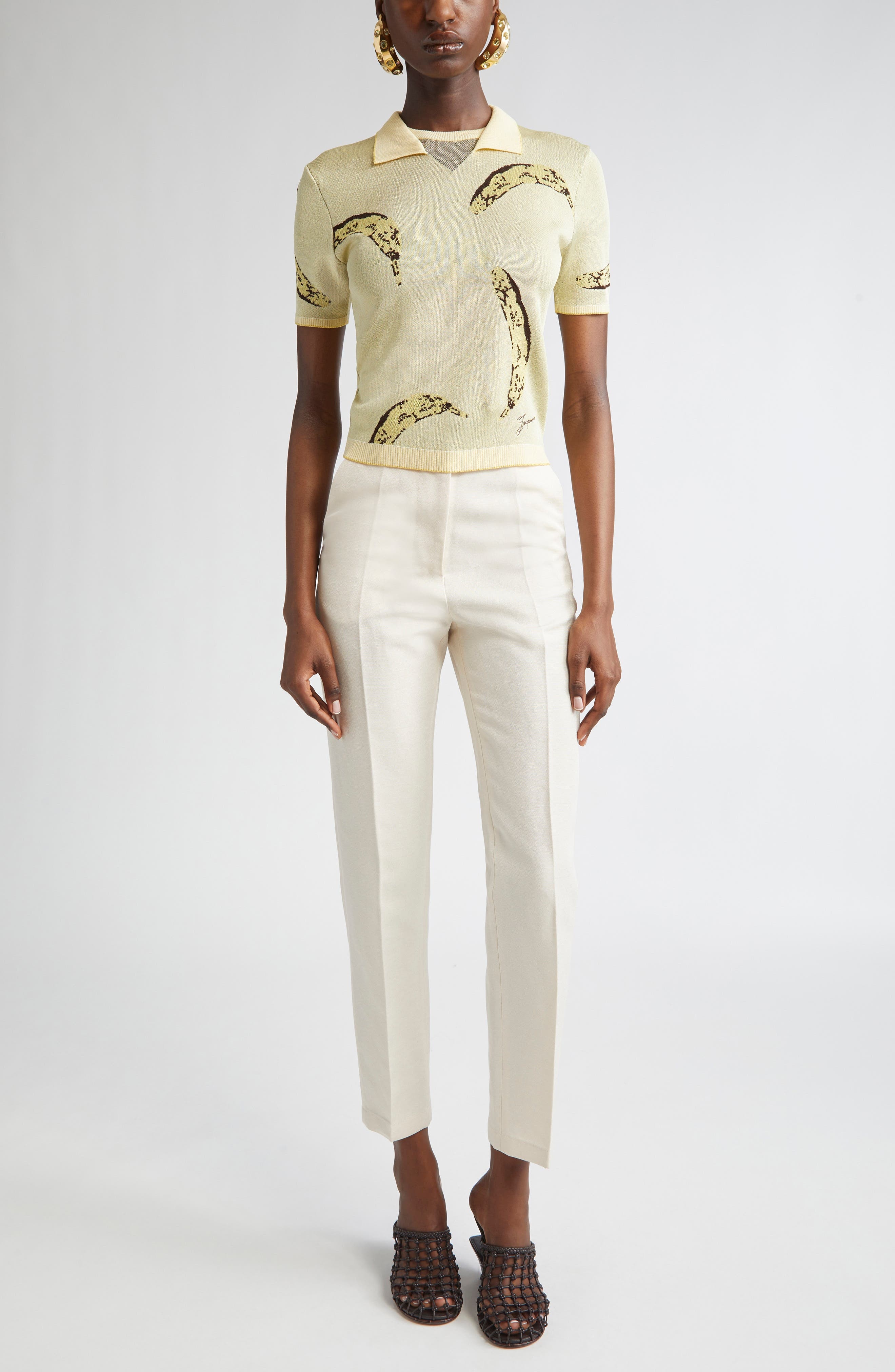 Jacquemus Le Polo Marino Jacquard Polo in Banana Jacquard Yellow at Nordstrom - 2