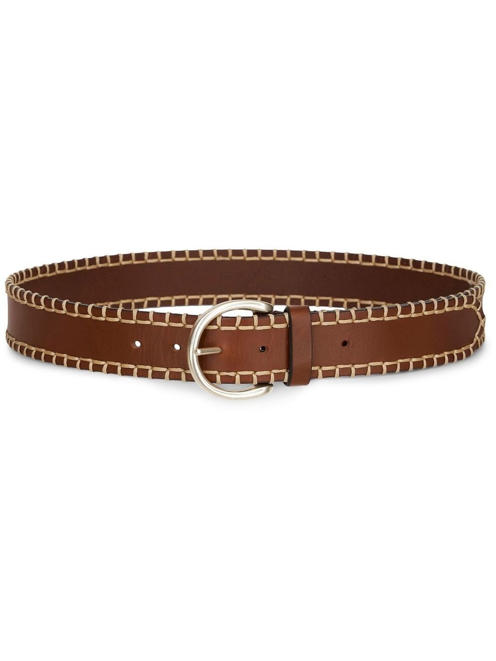 whipstitch-trim leather belt - 1