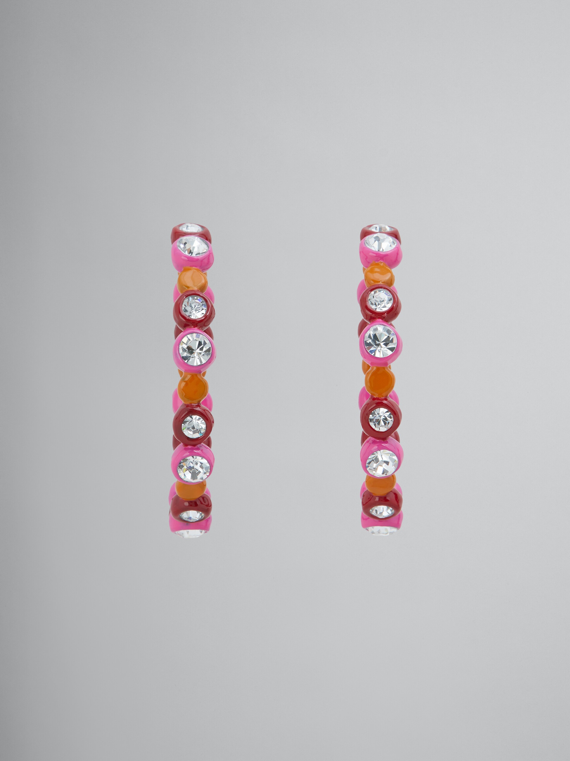 BEZEL-SET RHINESTONE RESIN HOOP EARRINGS - 1