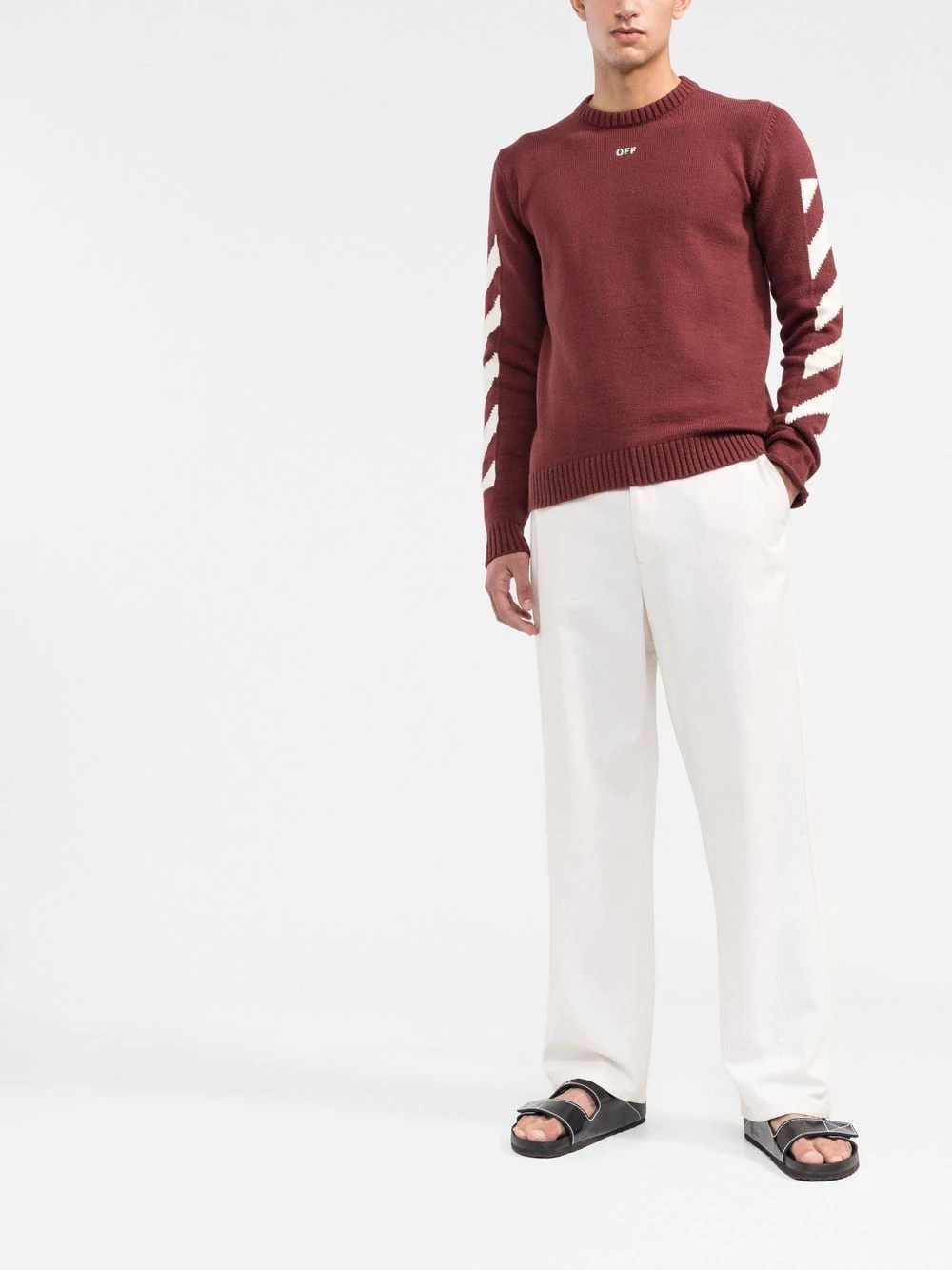 arrow-knit crew neck jumper - 2