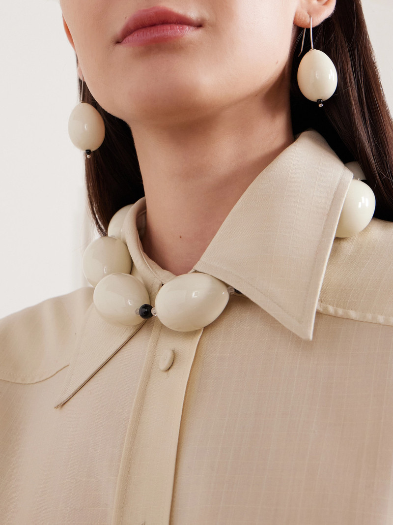 Gohar World Host Egg Porcelain, Crystal-quartz And Sterling Silver Earrings outlook