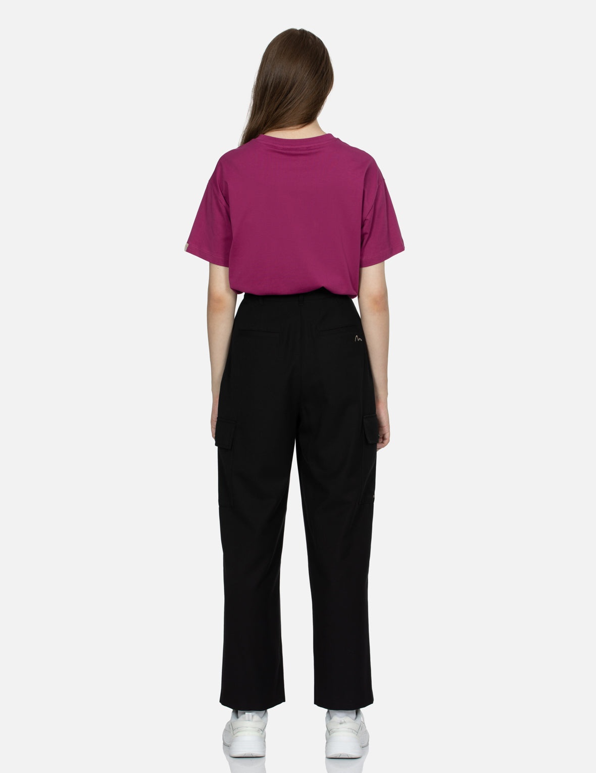 Logo Embossed Metal Plate Wide Leg Pants - 6