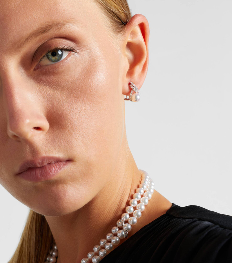 MIKIMOTO 18kt white gold earrings with pearls and diamonds outlook