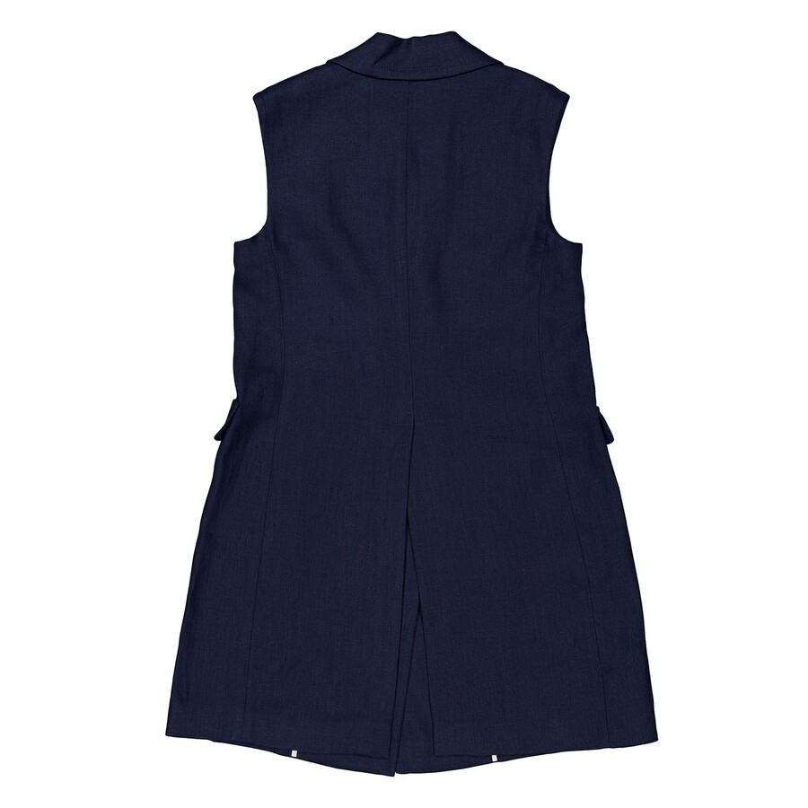 Max Mara Navy Marie Long Linen Vest - 7