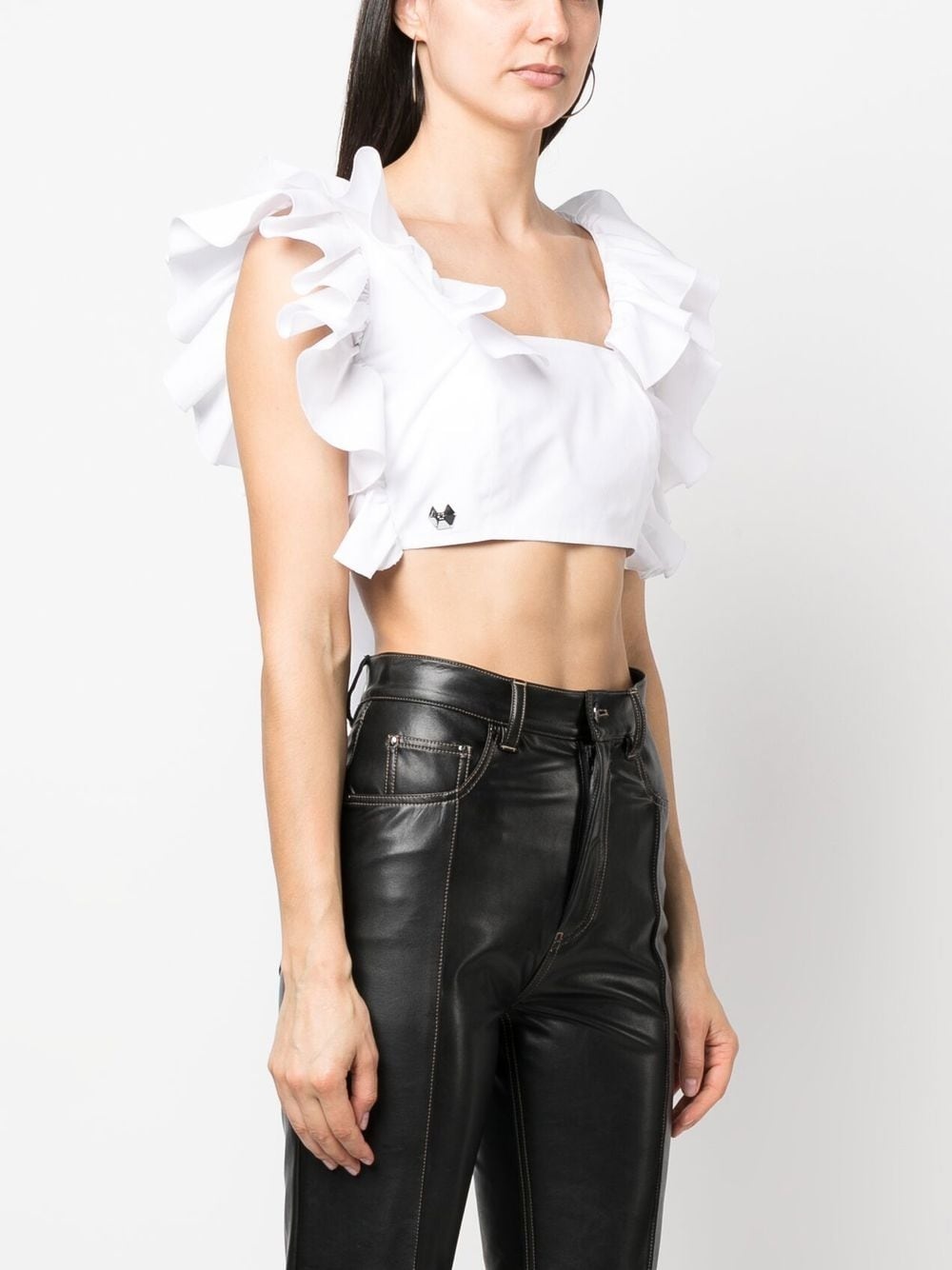 cropped ruffle-trimmed top - 3
