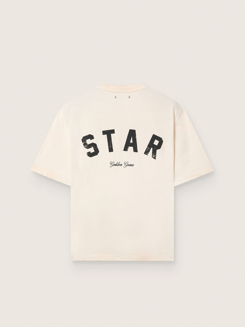 Golden Goose Star unisex cotton T-shirt in vintage white with black print on the back outlook
