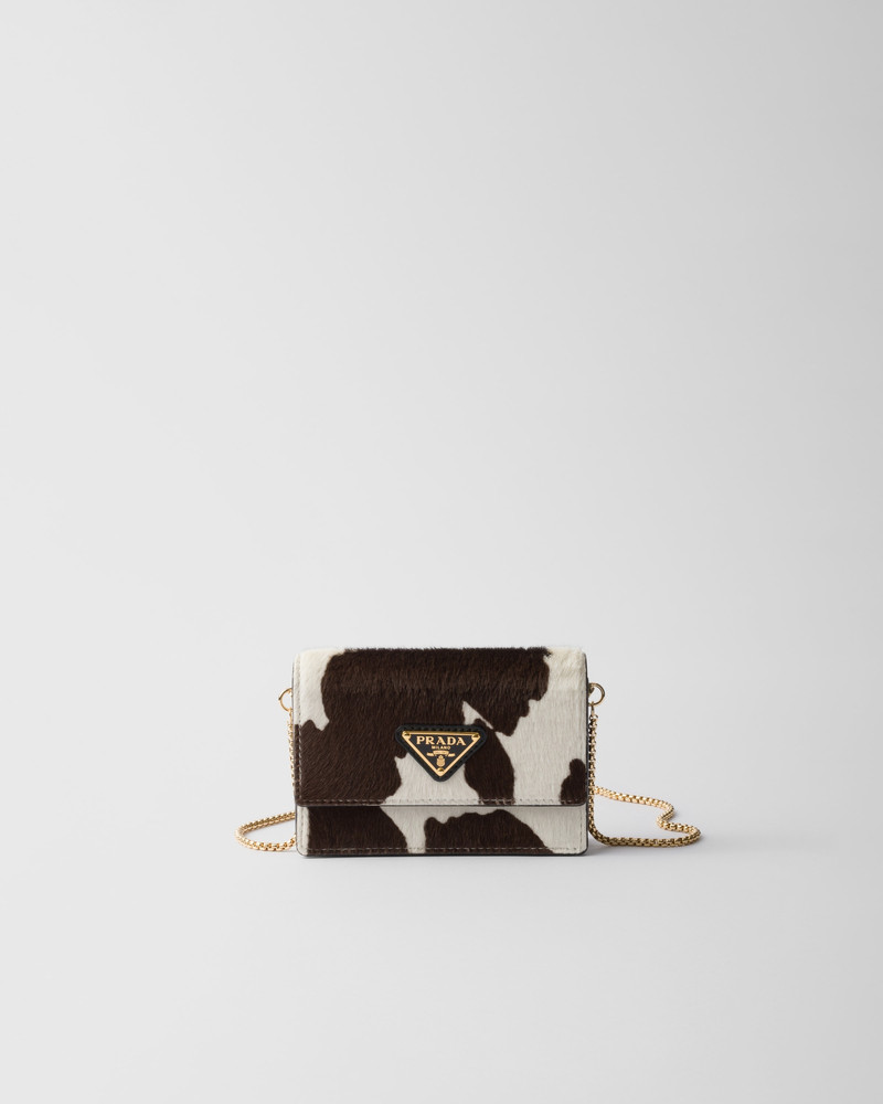 Printed leather card holder with shoulder strap 1