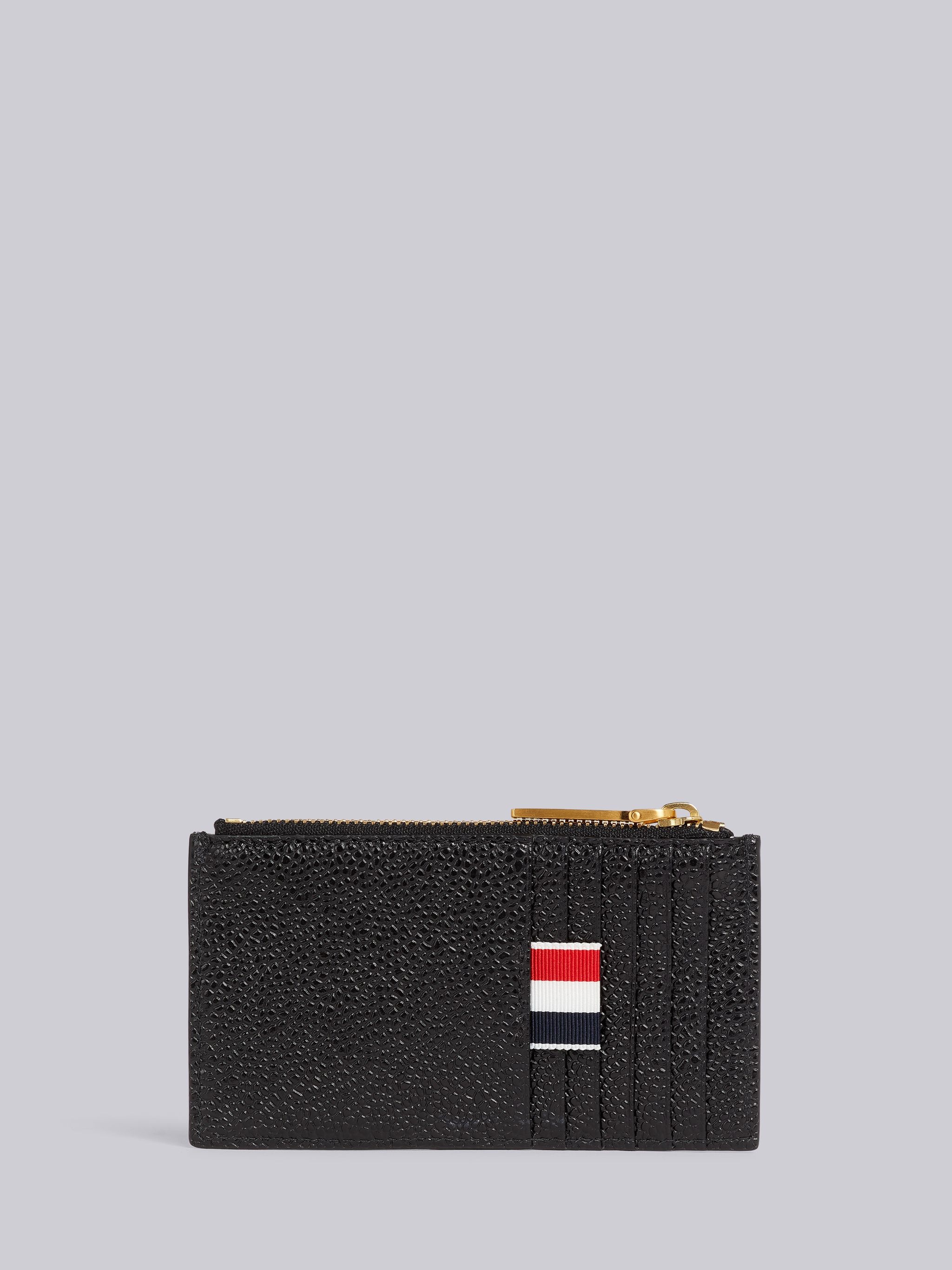 Black Pebble Grain Zippered Card Wallet - 4