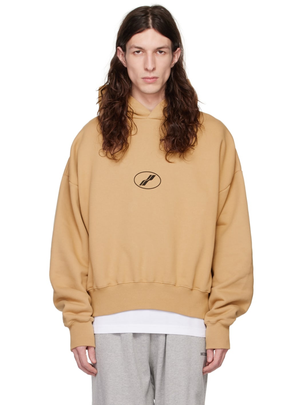 Beige Center Basic Hoodie - 1