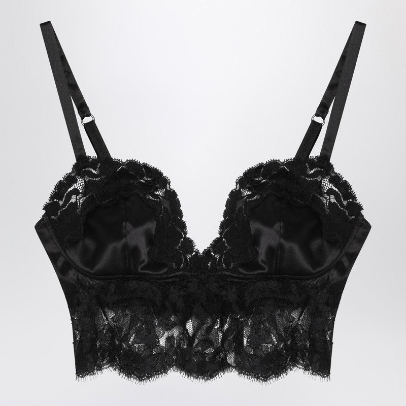 Dolce&Gabbana Black Bralette Top In Silk Satin And Lace Women - 1