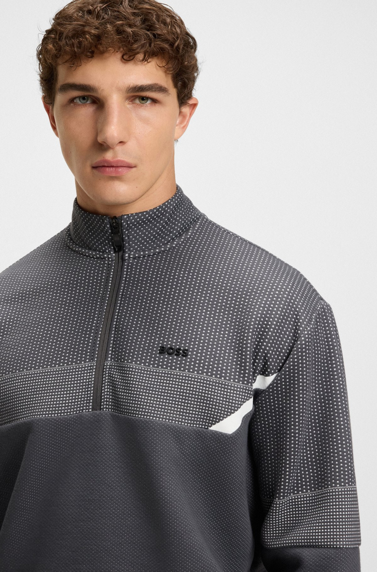 RELAXED-FIT ZIP-NECK SWEATSHIRT WITH QUILTED JACQUARD - 3