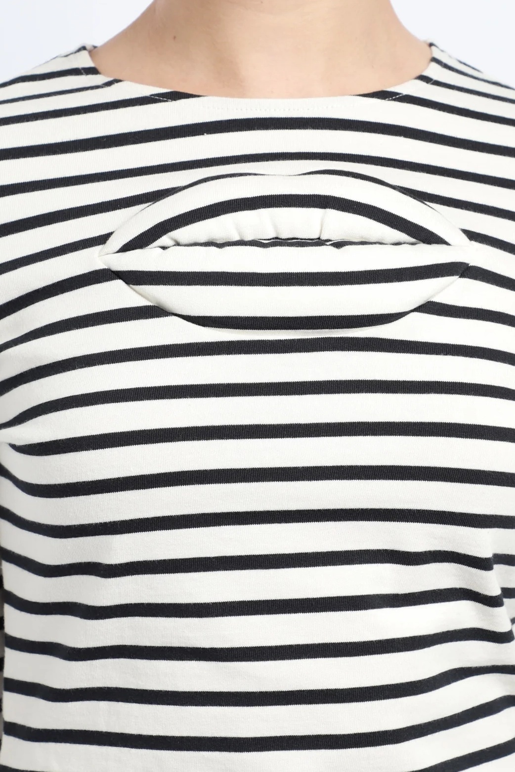 STRIPED FITTED TOP WITH LIP APPLIQUE STRIPED NAVY WHITE - 3