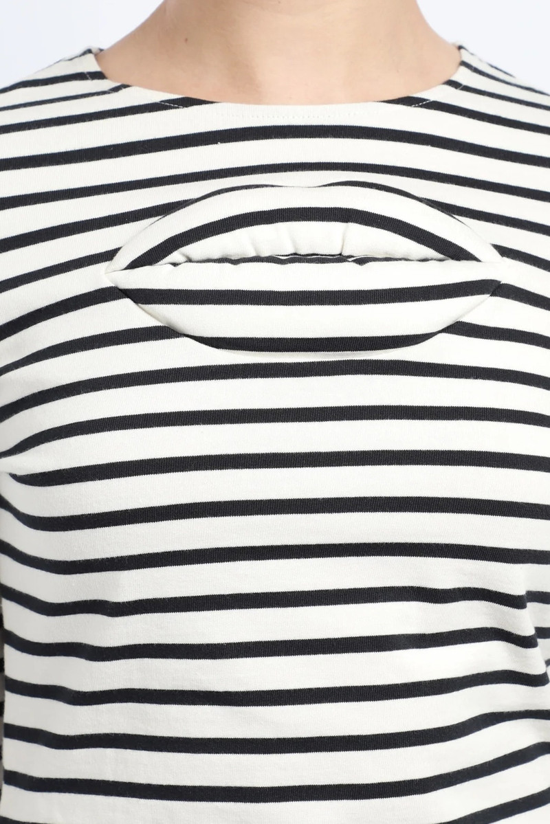 STRIPED FITTED TOP WITH LIP APPLIQUE STRIPED NAVY WHITE 3