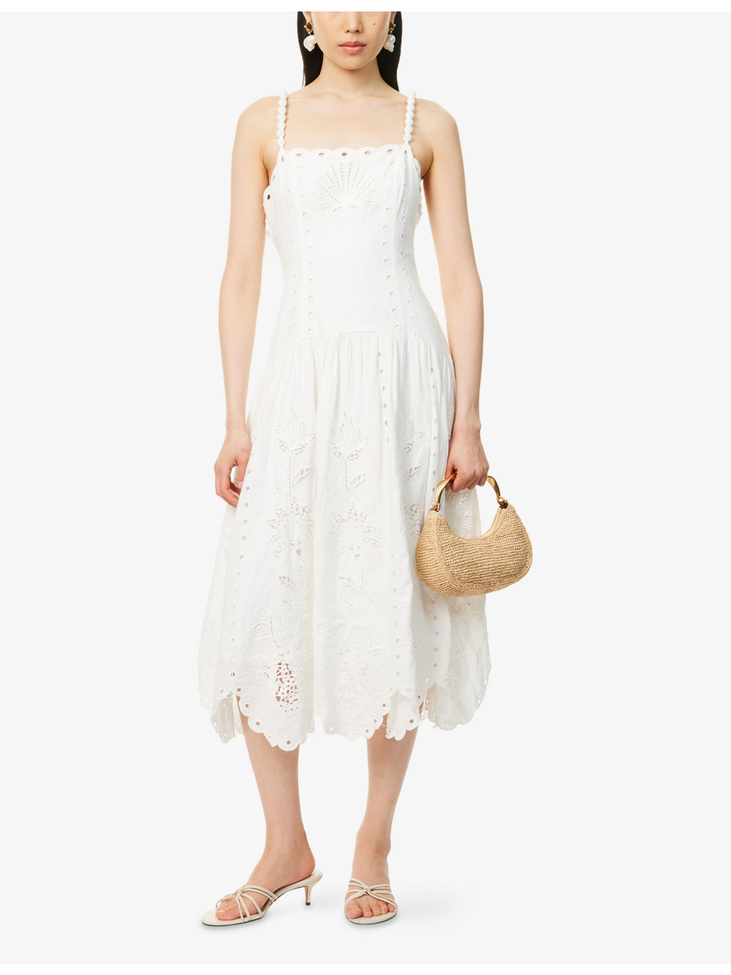 Richilieu Embroidered Linen-Blend Midi Dress - 2
