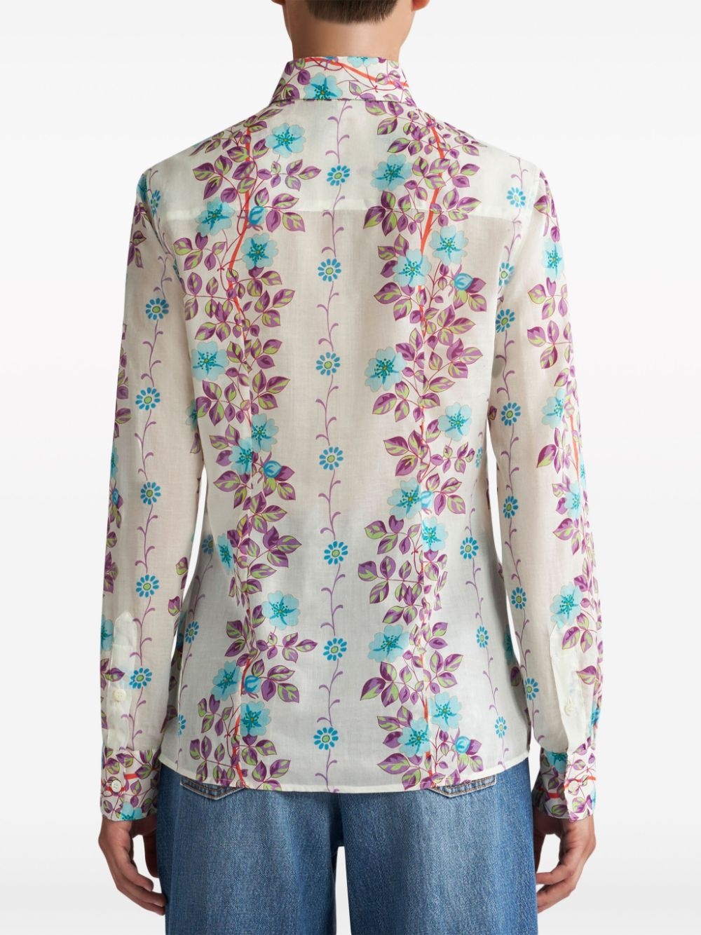 floral-print cotton shirt - 3