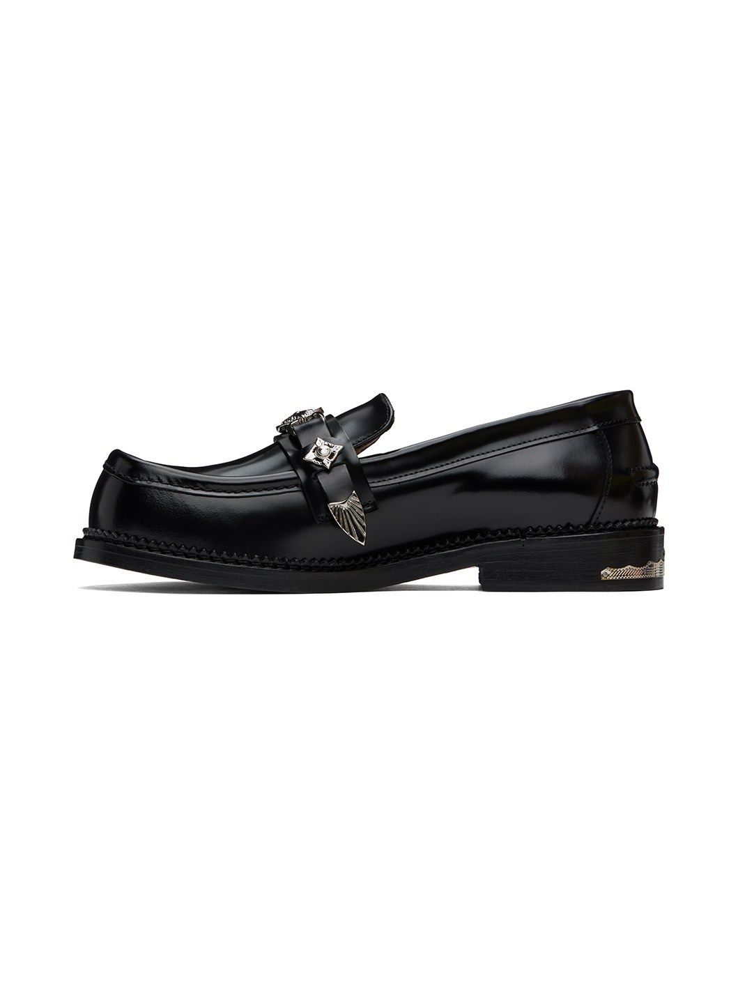 Black Polished Loafers - 3
