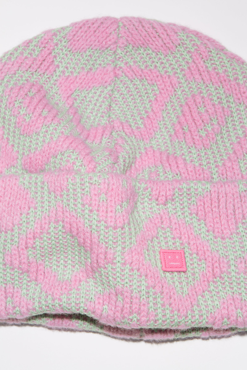 Face tiles beanie - Bubble pink/spring green 4