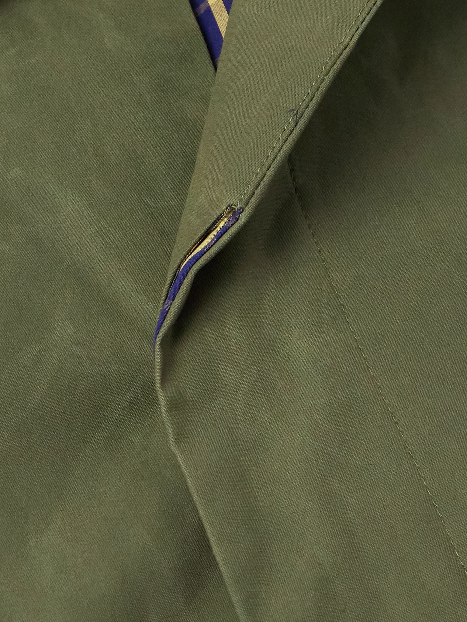 Gaspard Oversized Corduroy-Trimmed Coated Cotton-Canvas Coat Green - 4