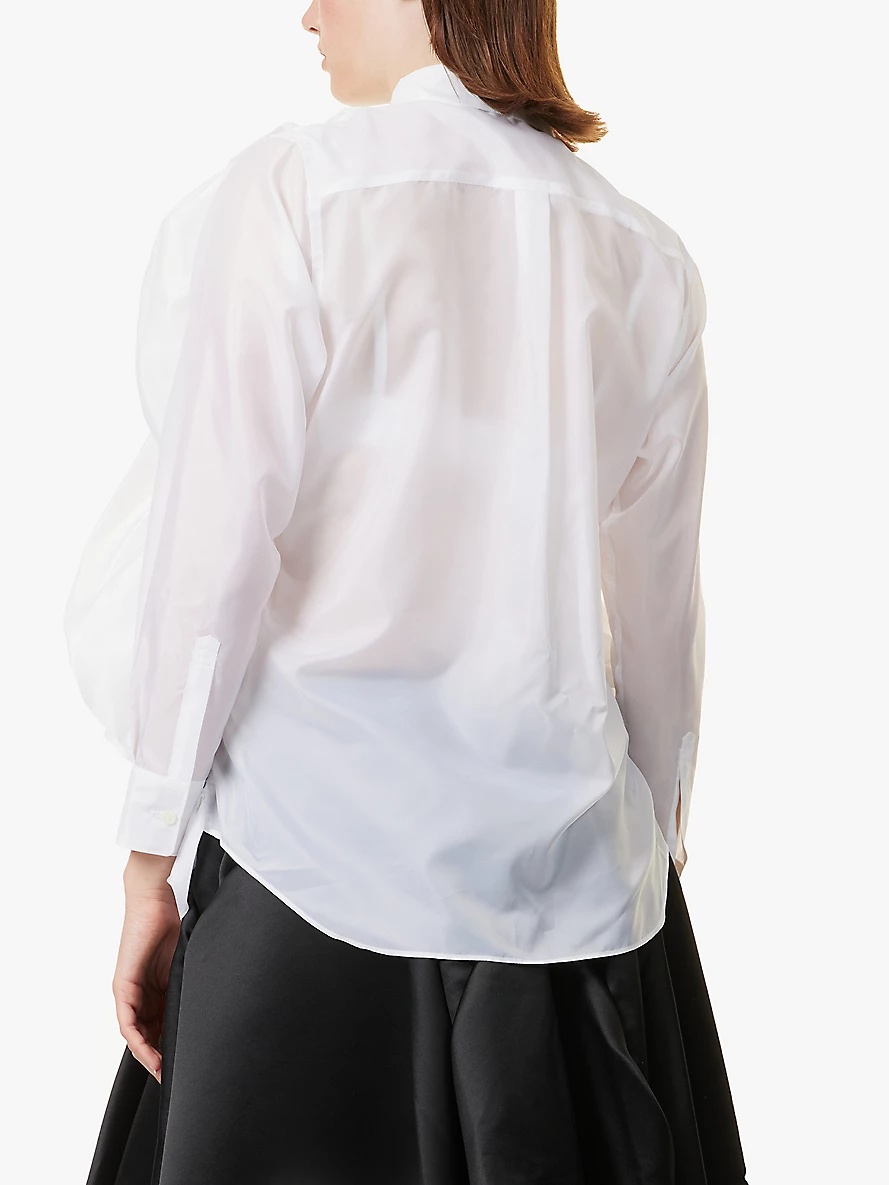 Scrunched ruched-and-elasticated-panels woven shirt - 4