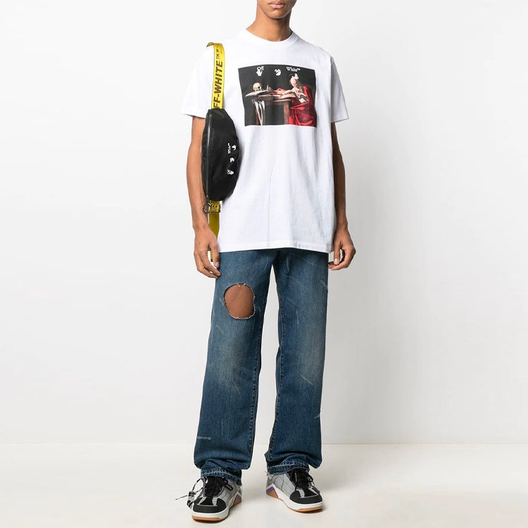 Off-White SS21 Printing Pattern Round Neck Short Sleeve White OMAA027R21JER0040125 - 3