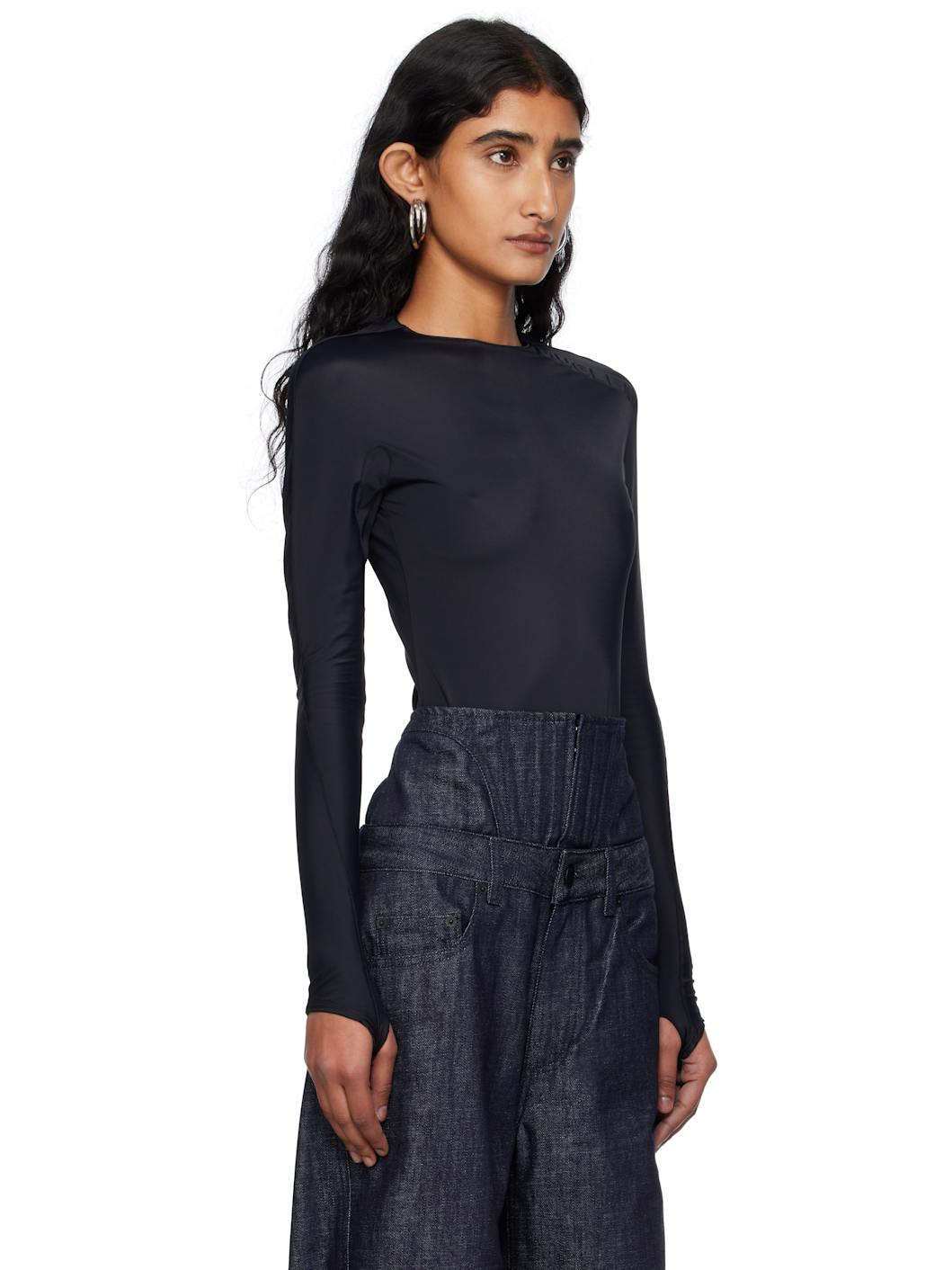 Black Shoulder Logo Bodysuit - 2