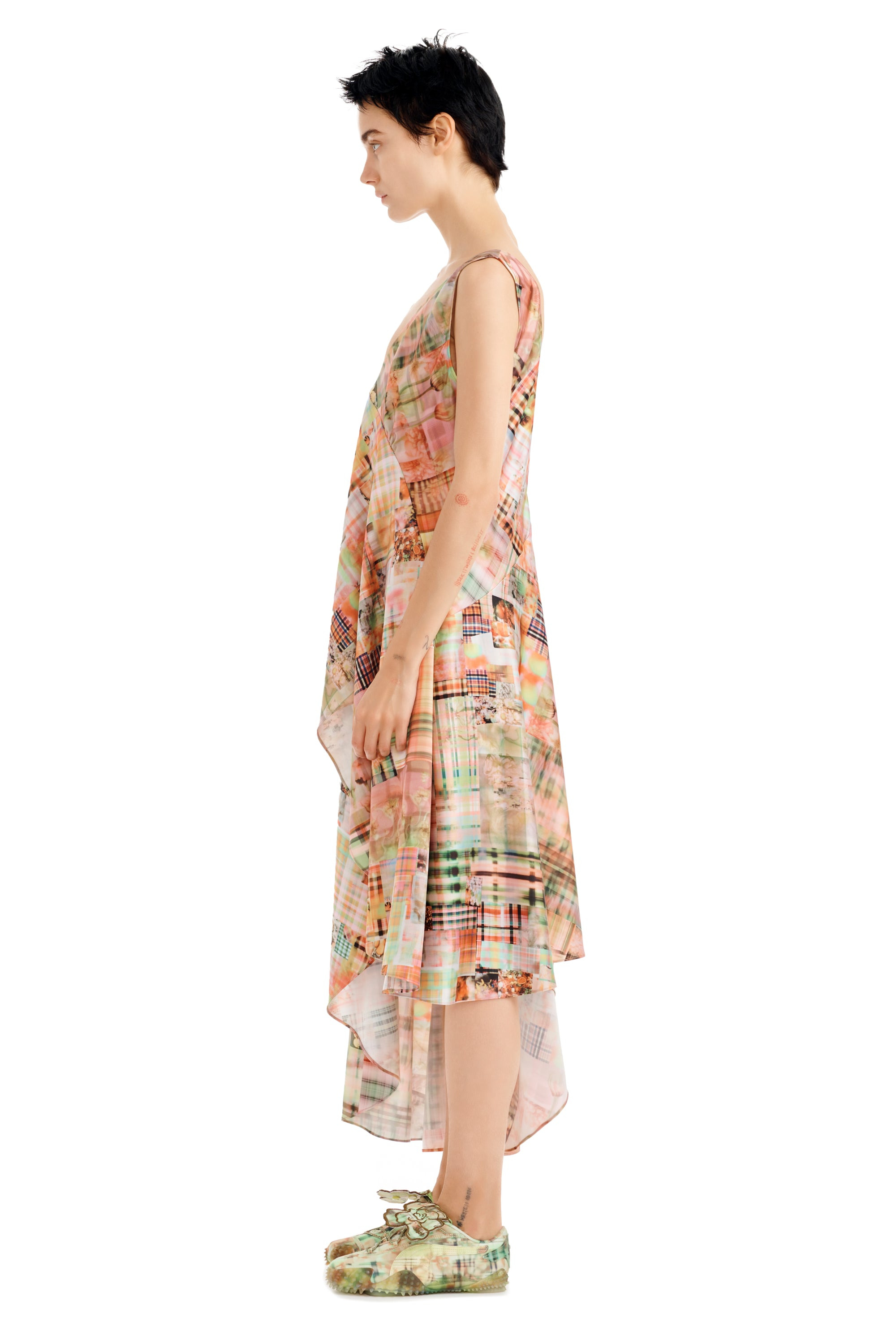 MULTI PLAID TULIP DRESS - 4