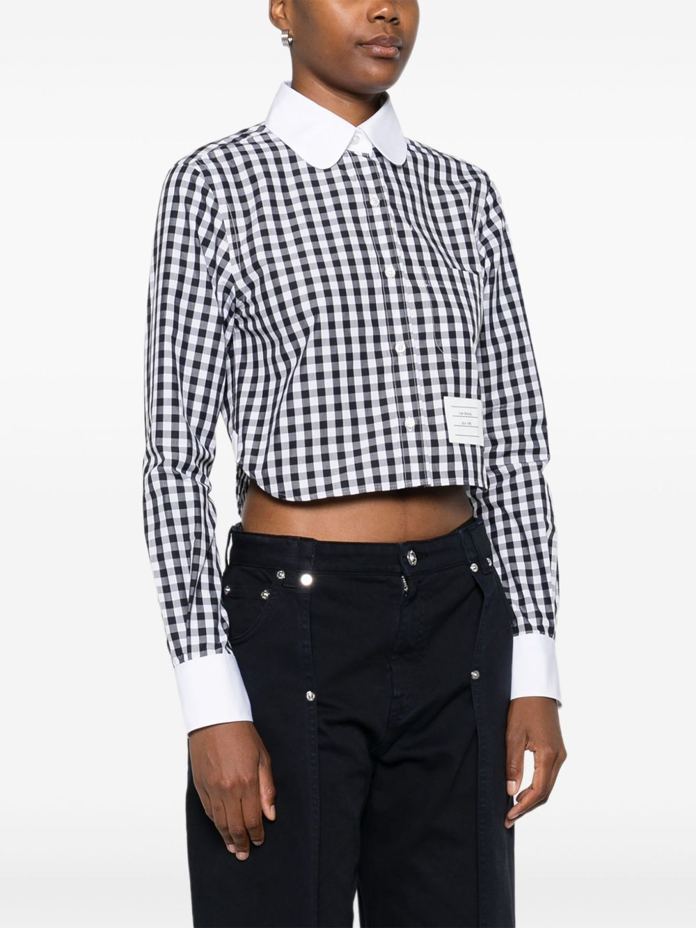 Gingham Peter-Pan collar shirt - 3