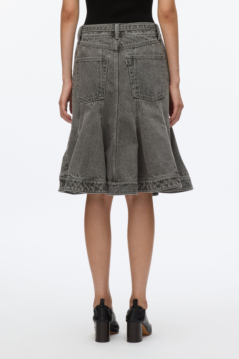 Flounce Hem Belted Denim Skirt 4