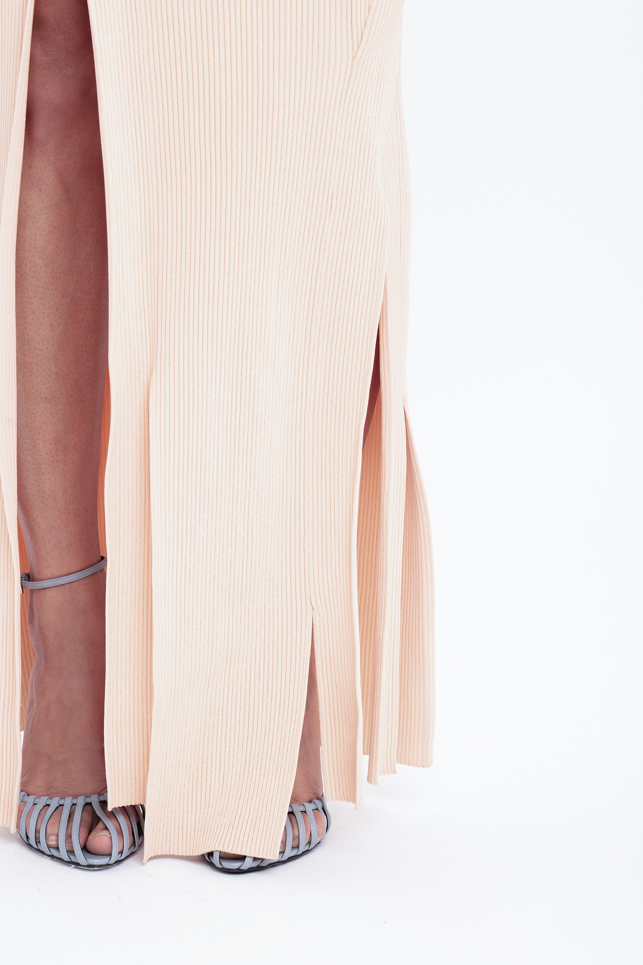 Plait Detail Sleeveless Dress In Pale Peach - 6