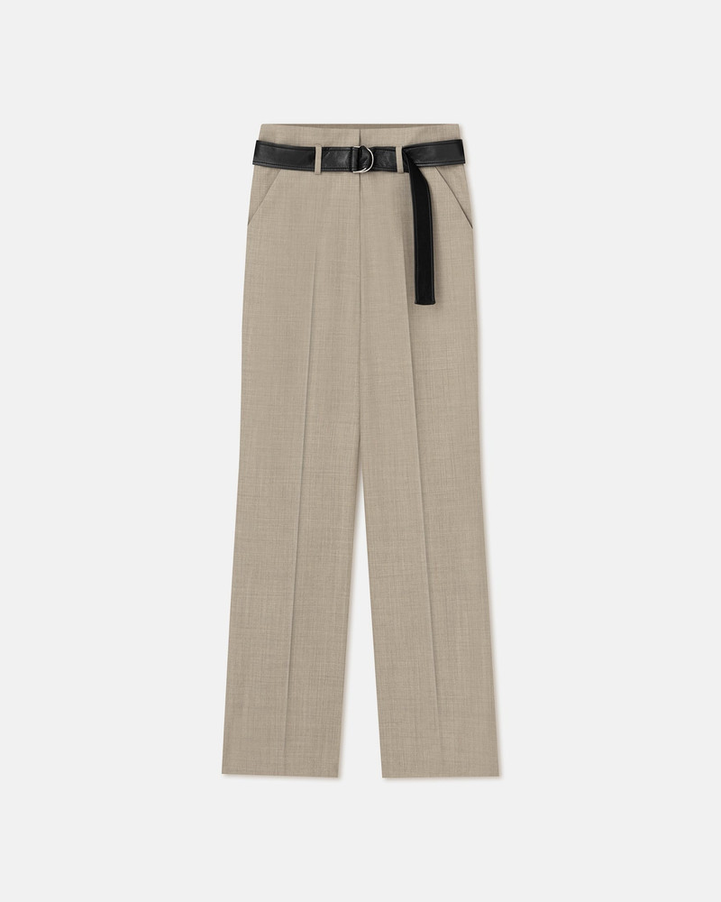 Leather And Twill Suiting Wide-Leg Pants - 1