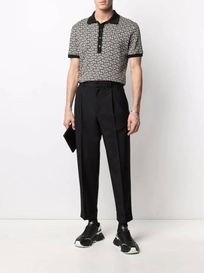 Balmain monogram-pattern polo shirt outlook