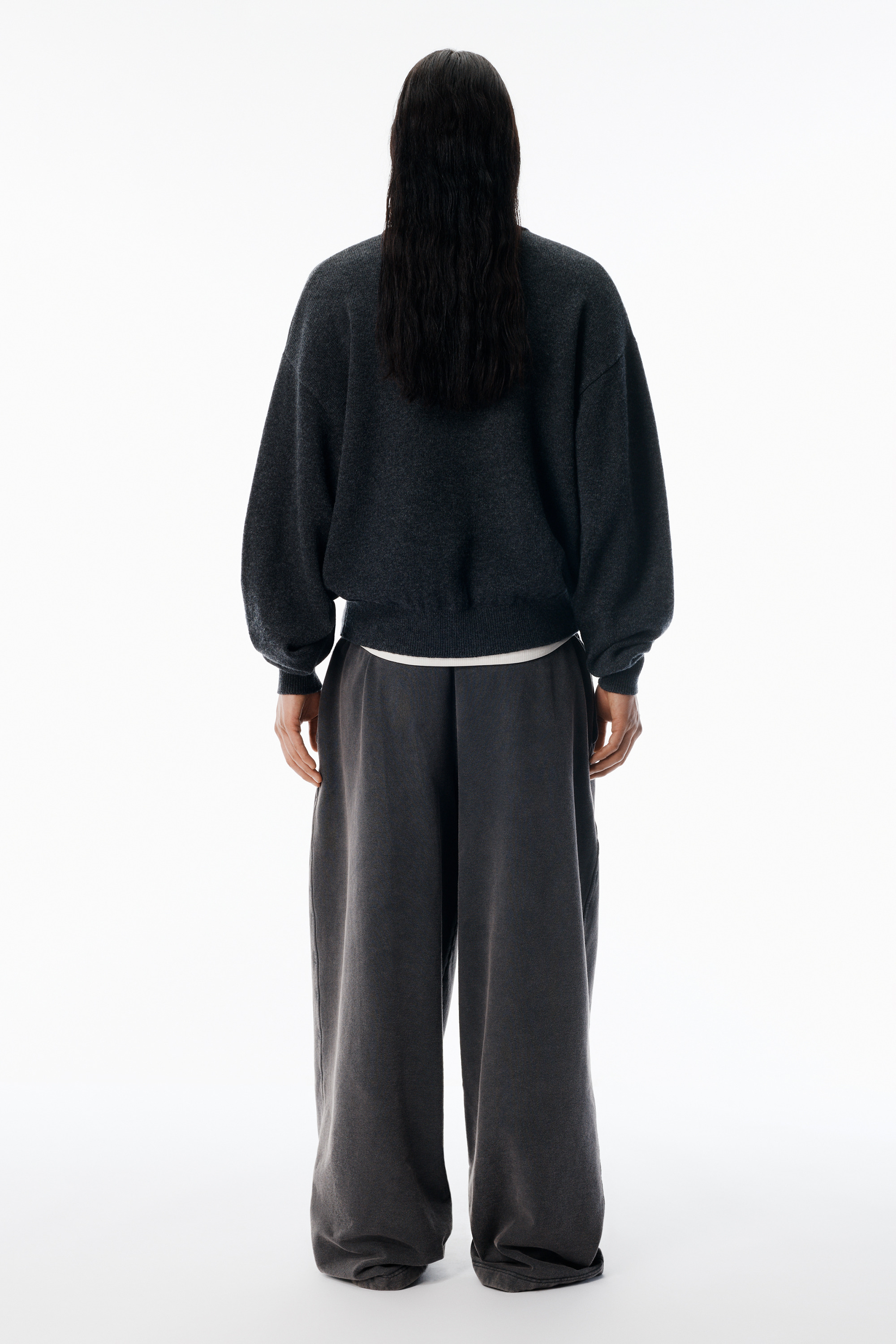 Charcoal Wool-Blend Henley Pullover - 4
