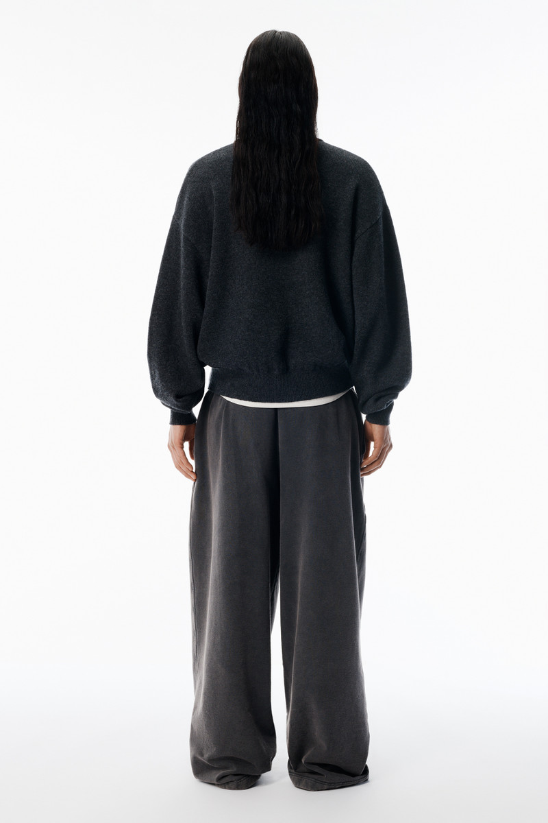Charcoal Wool-Blend Henley Pullover 4