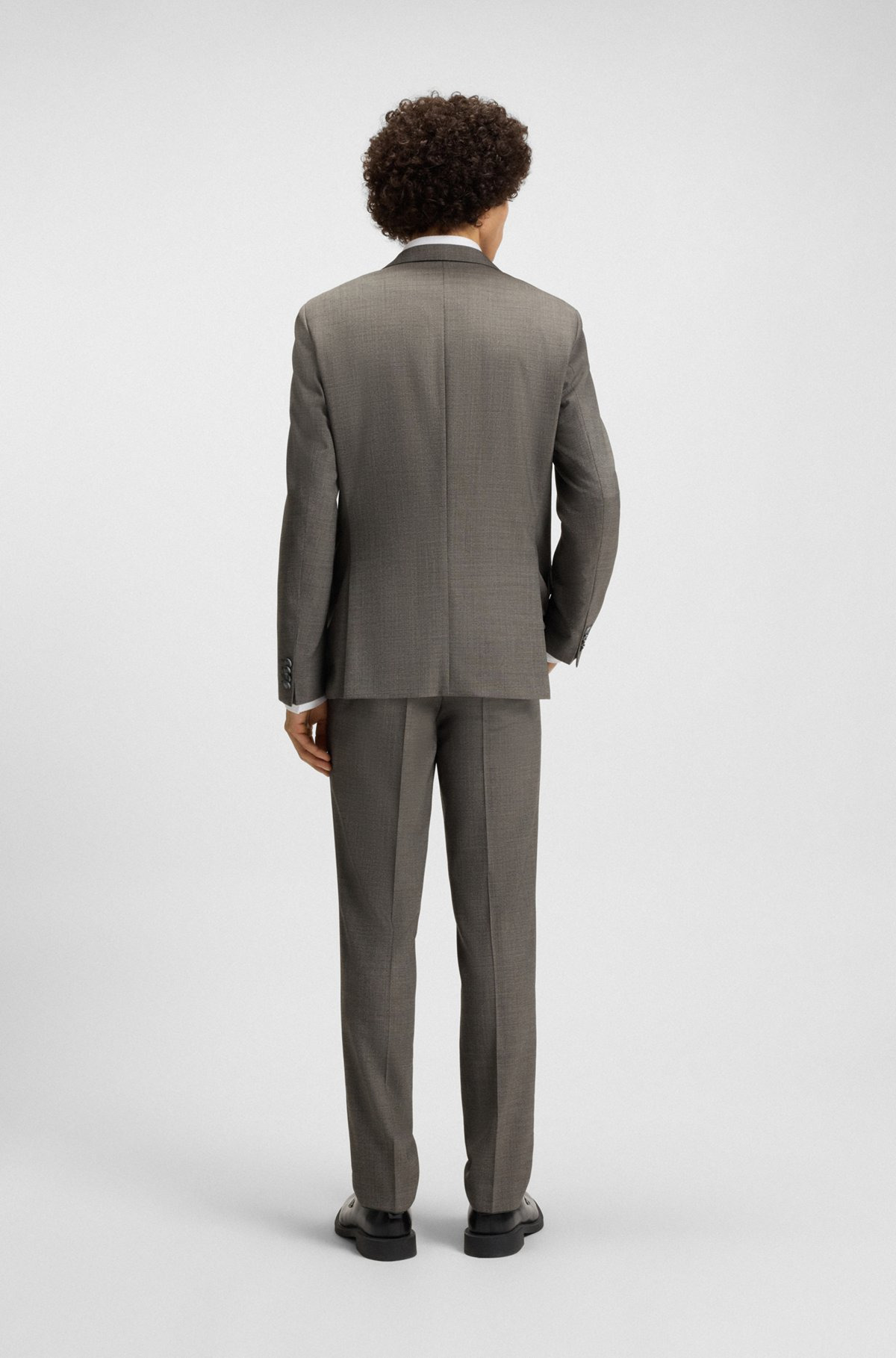 SLIM-FIT THREE-PIECE SUIT WITH SHARKSKIN WEAVE - 3