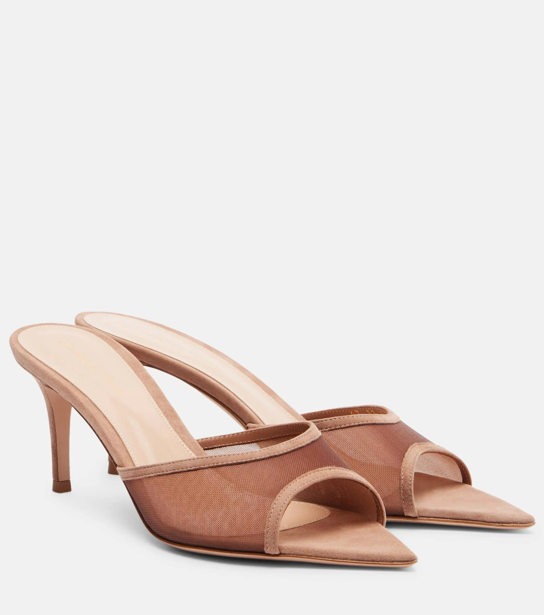 Sienna 70 suede-trimmed mesh mules - 1