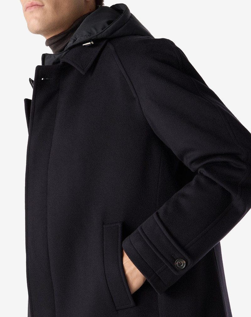Blue pure virgin wool coat with detachable vest 5