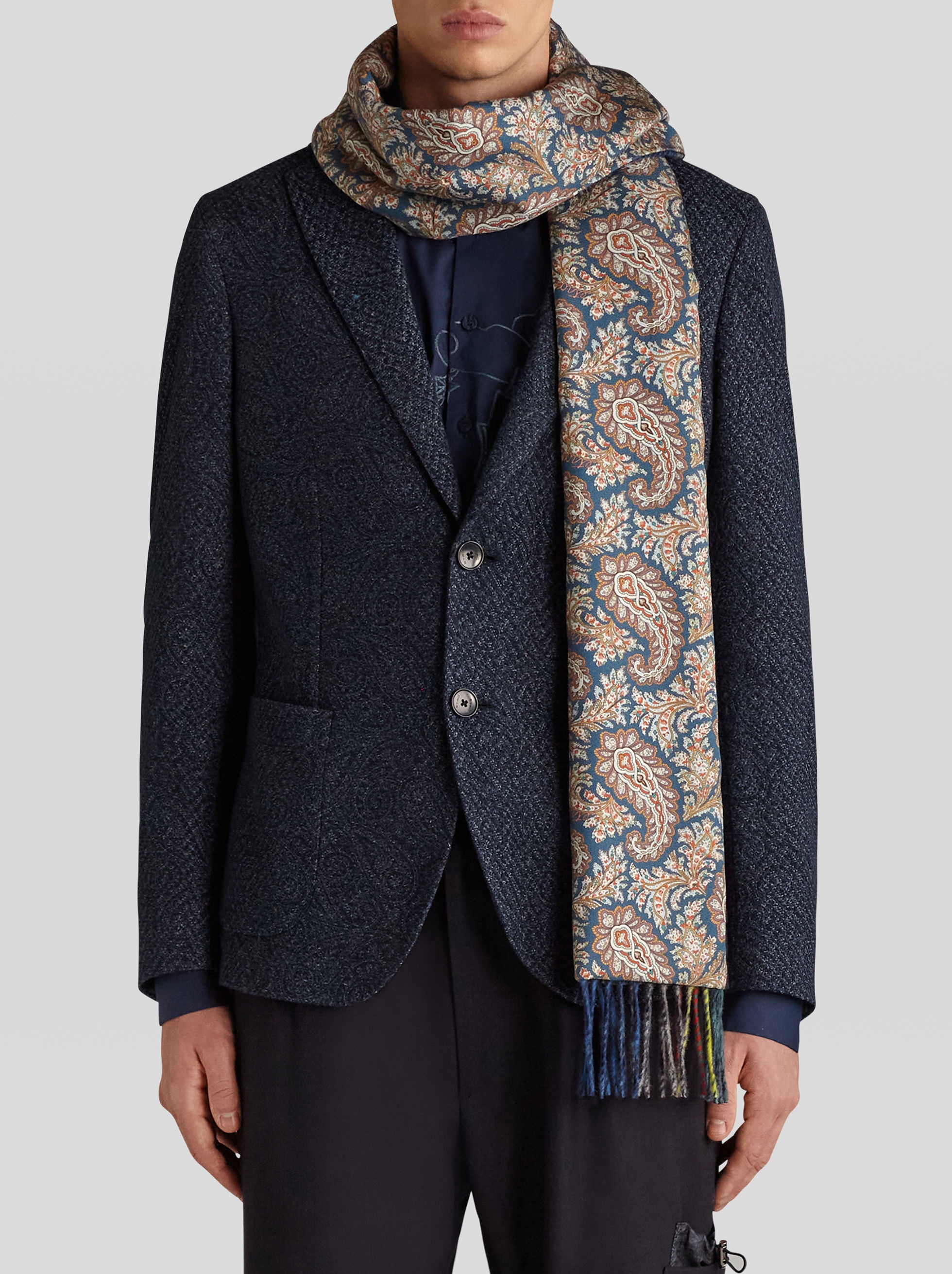 DOUBLE SCARF WITH PRINCE OF WALES AND PAISLEY PATTERNS - 2