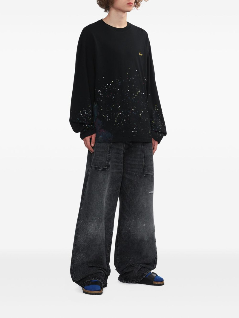 We11done paint-splatter long-sleeved T-shirt outlook