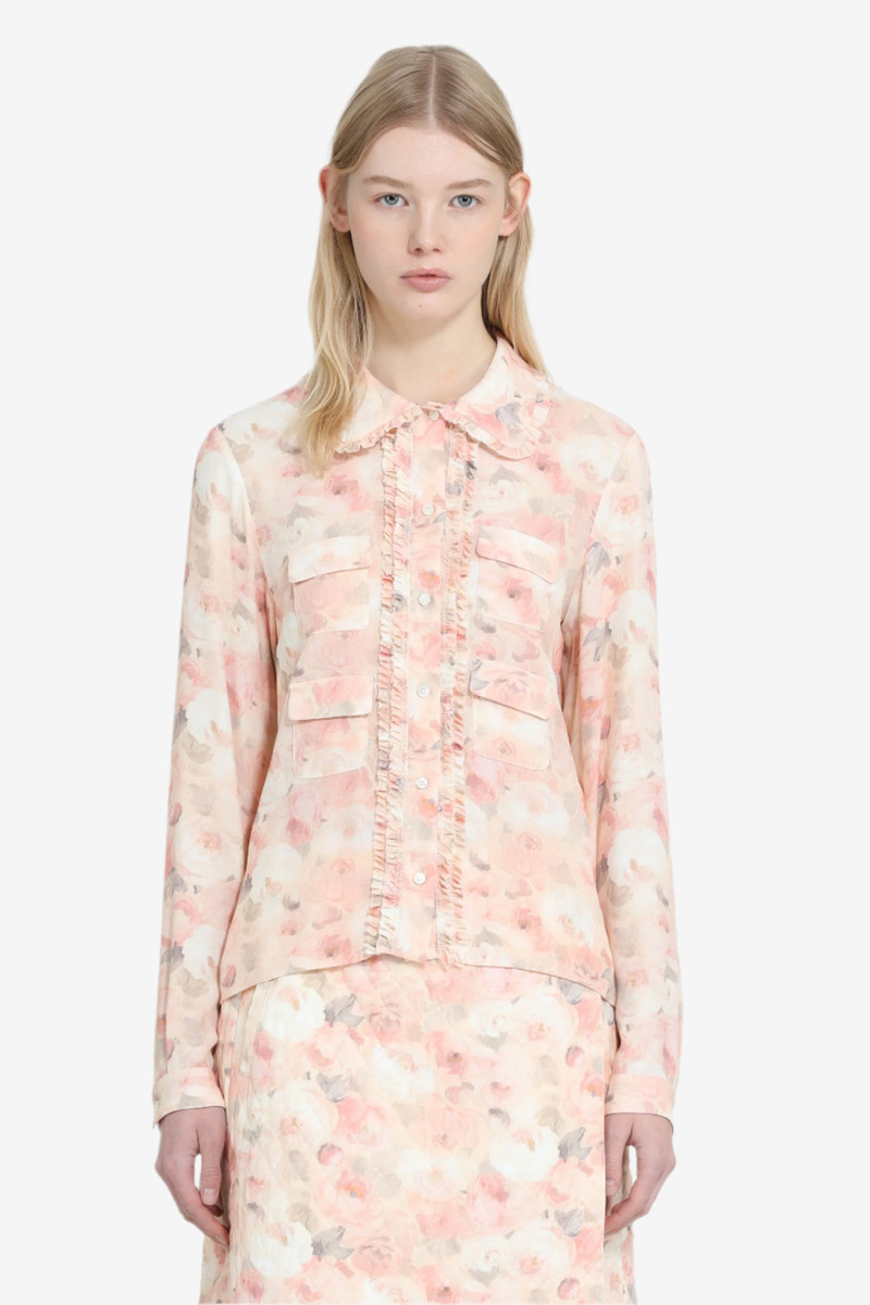 FLORAL PRINT SHIRT WITH MINI RUFFLES AND POCKETS 1