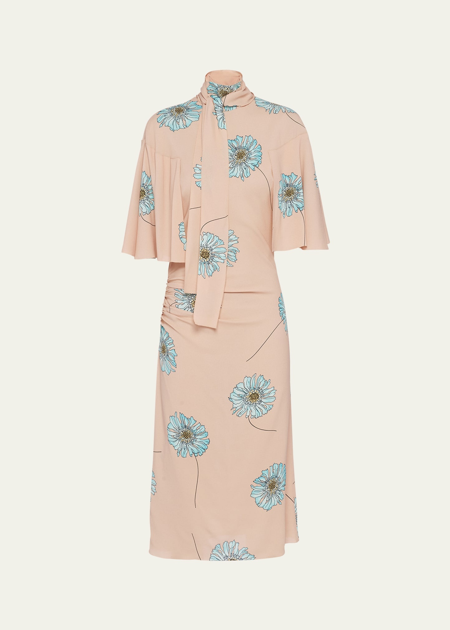 Sable Gerbera Tie-Neck Midi Dress - 1