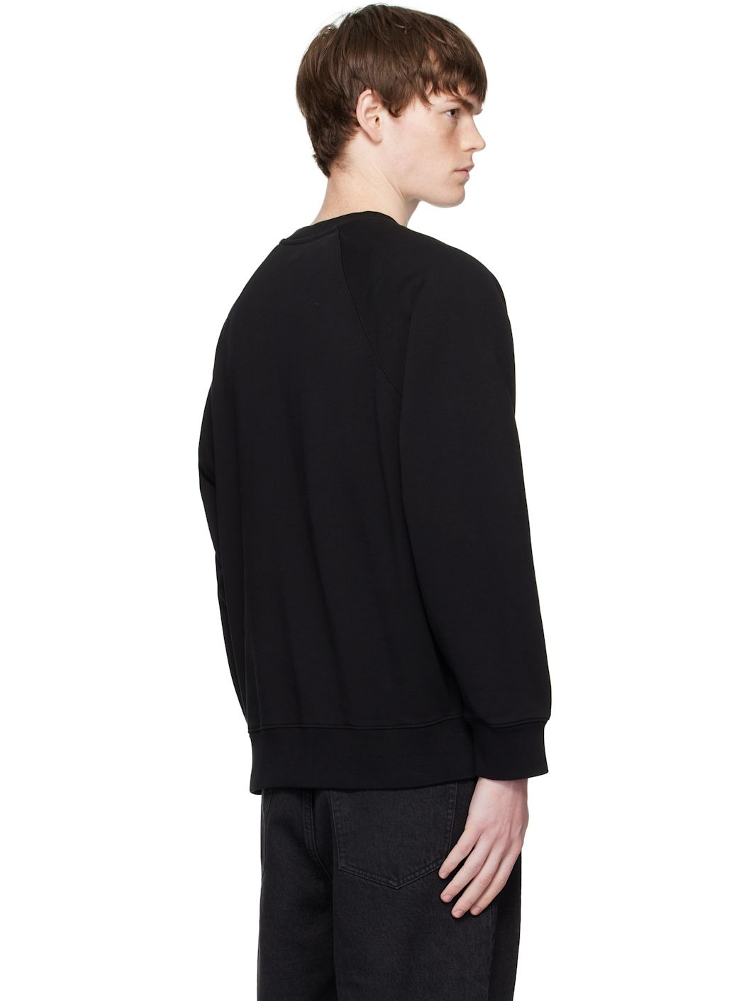 Black Bold Fox Head Patch Oversized Sweatshirt - 3