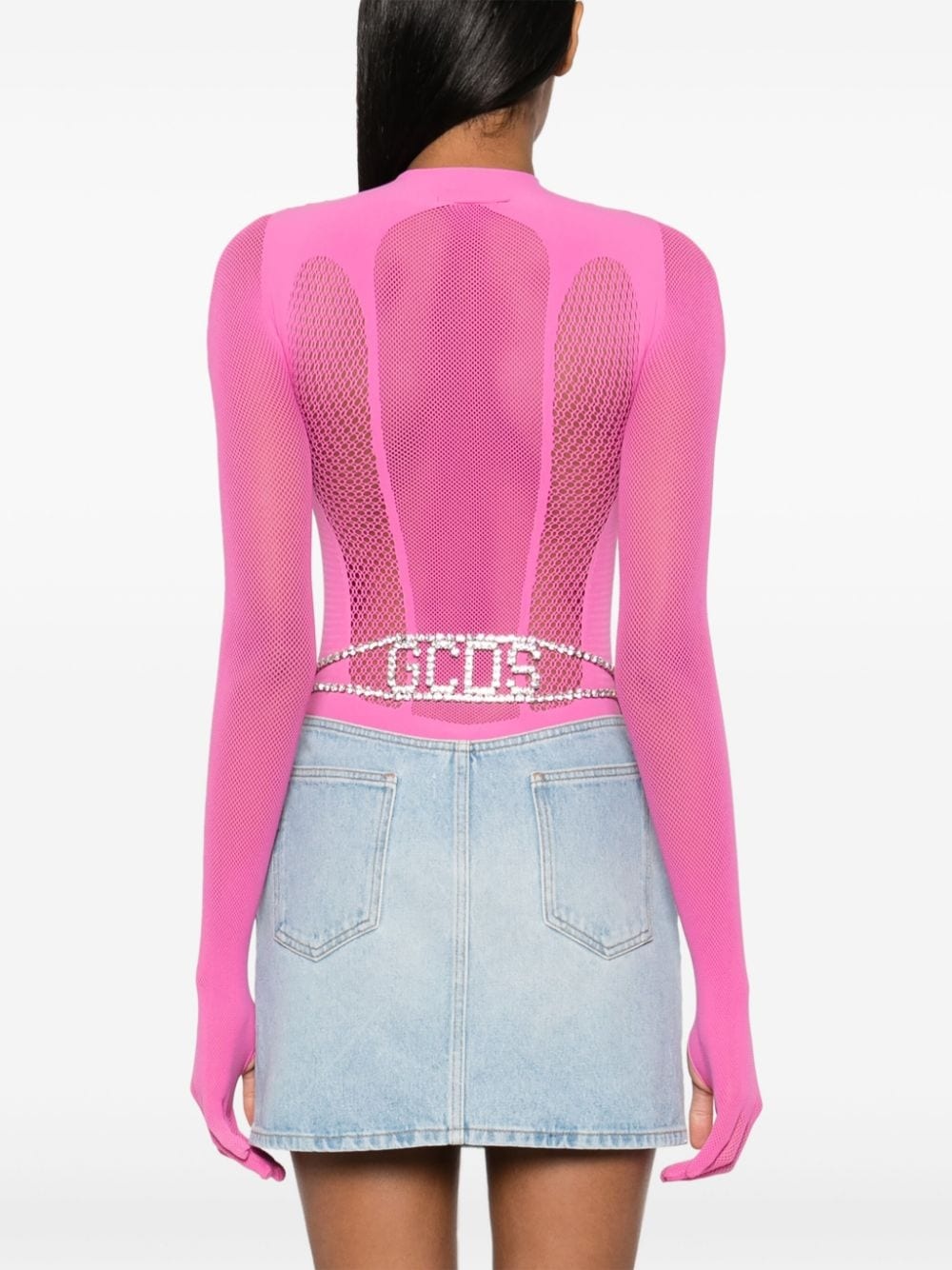 mesh-panneling jersey bodysuit - 4