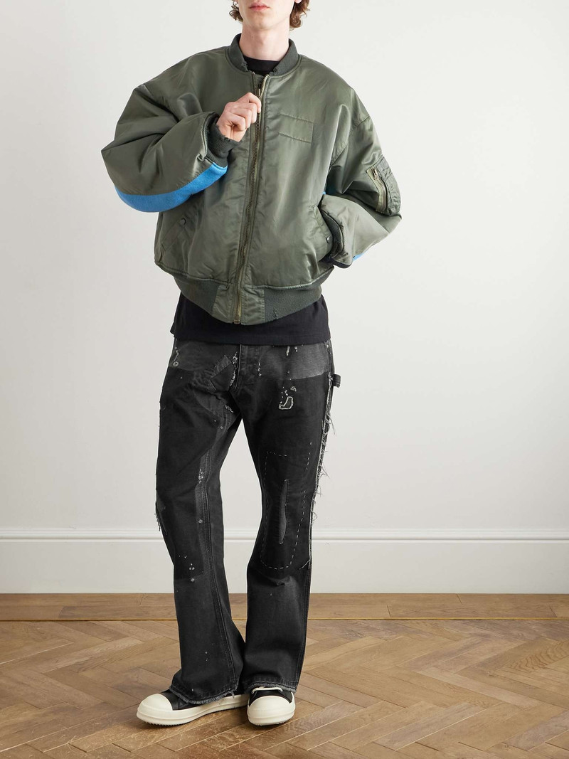 SAINT M×××××× Distressed Padded Jacquard-Panelled Nylon Bomber Jacket outlook