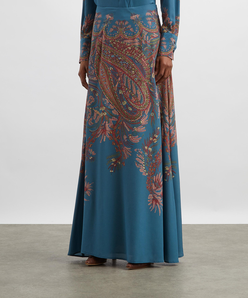Etro Paisley Print Silk Maxi Skirt outlook