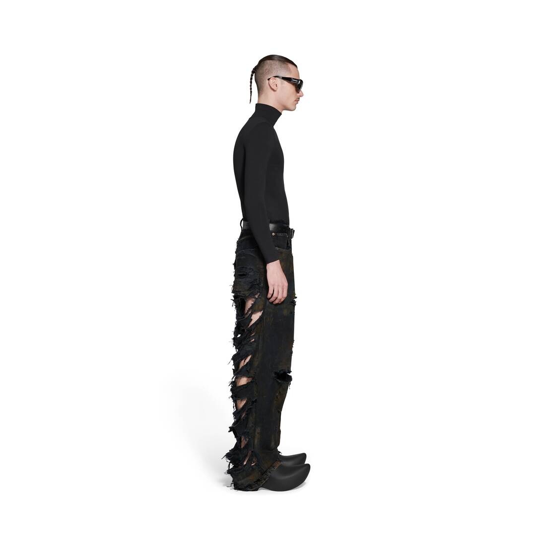 Super Destroyed Baggy Pants in Black - 3