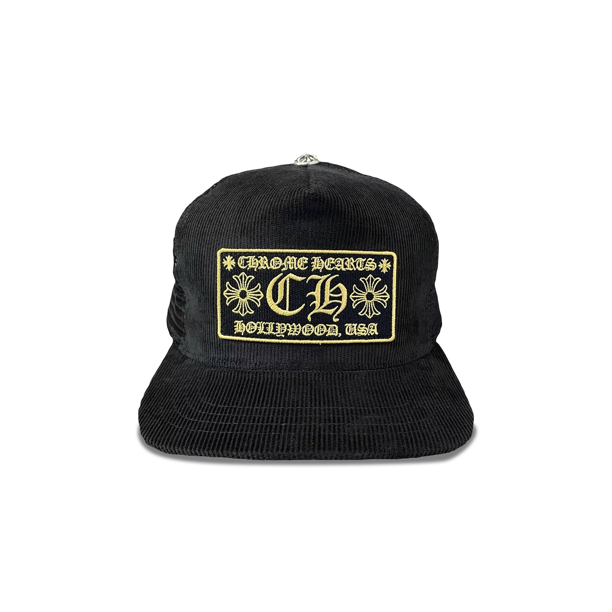 Chrome Hearts Hollywood Corduroy Trucker Hat 'Black/Gold' - 1