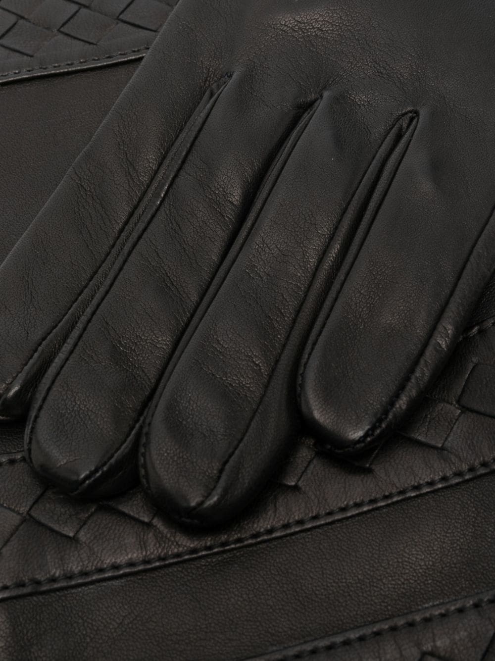 elbow-length panelled leather gloves - 2