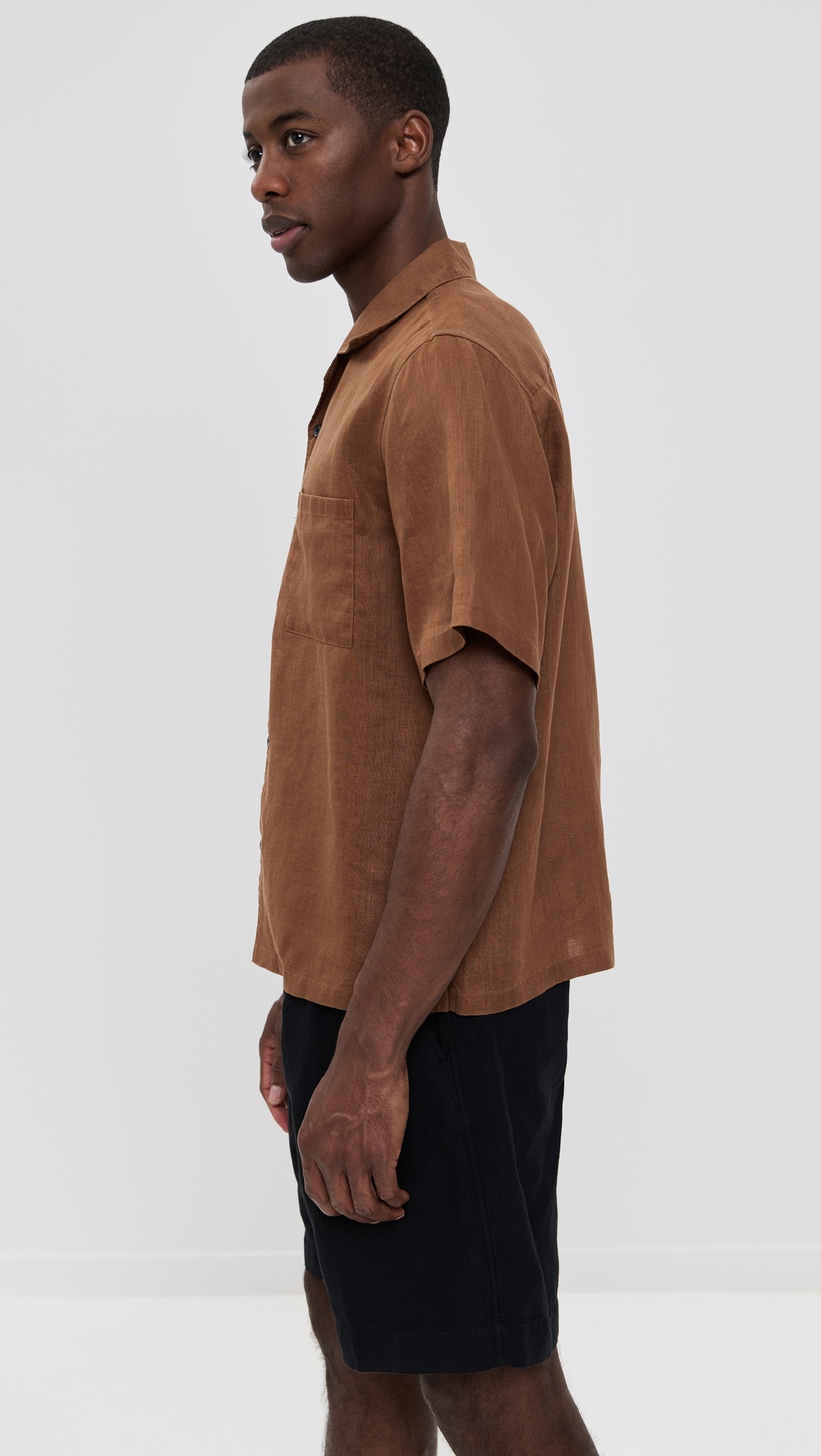 Noll Short Sleeve Camp Collar in Relaxed Linen - 4
